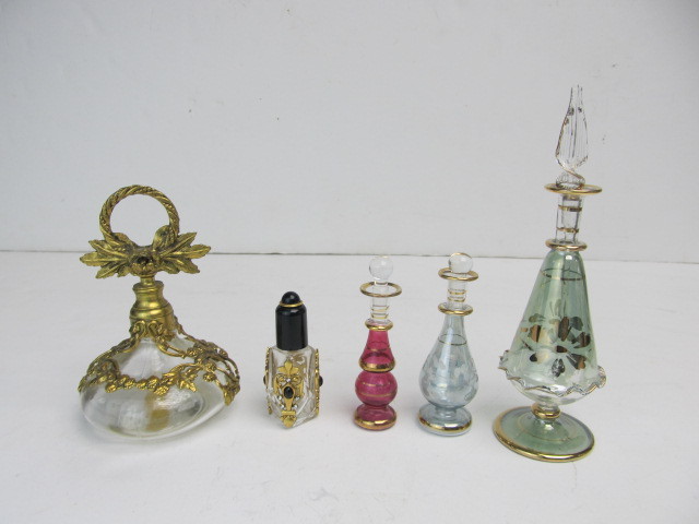 lot 119 image: Group of Vintage Glass Miniature Perfume Bottles