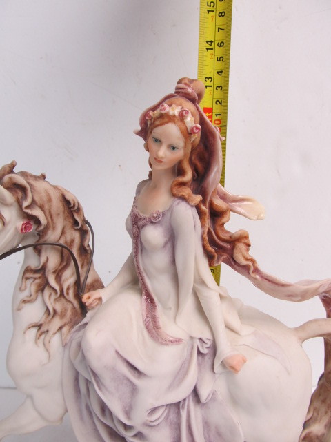 lot 121 image: Large Vintage Signed GIUSEPPE ARMANI Princess on Horse Sculpture