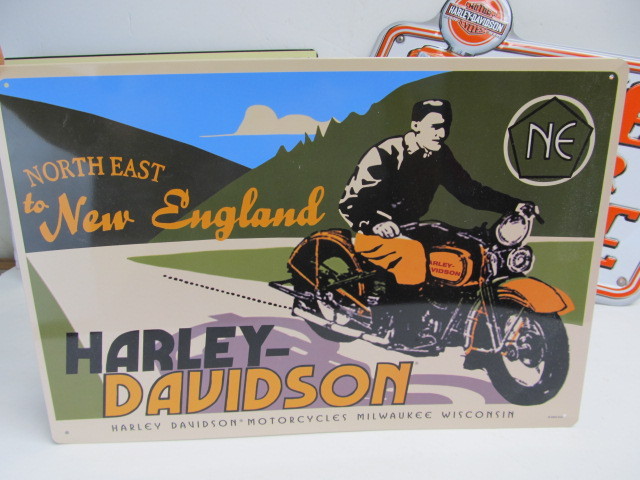 lot 130 image: Lot of 3 Vintage Style HARLEY DAVIDSON Motorcycle Metal Signs