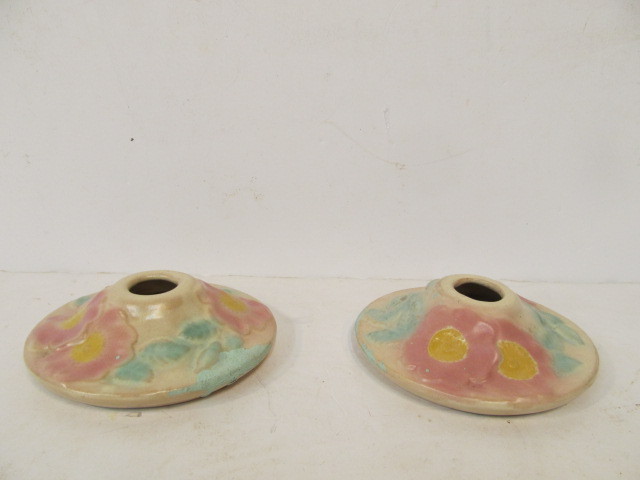 lot 102 image: Vintage Pair of Rosemeade Pottery Flower Candle Holders