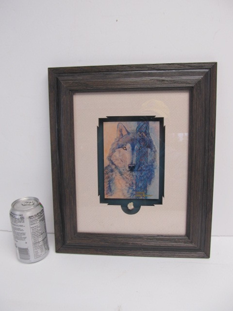 lot 220 image: Framed Signed KATHY MORROW Wolf Print