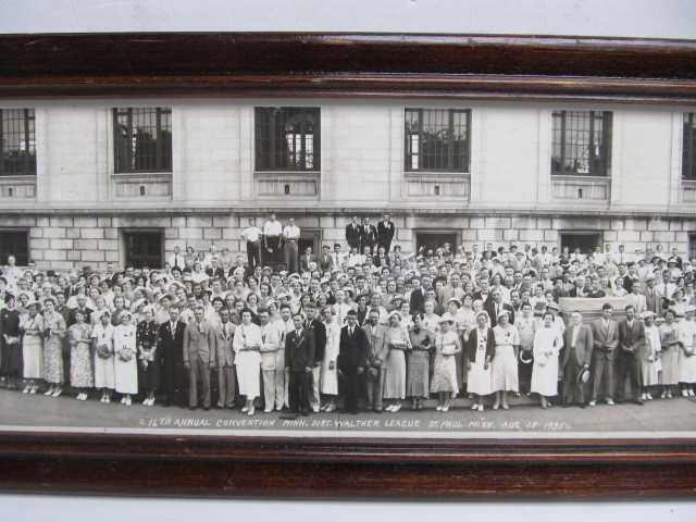 lot 243 image: 1930s Framed Panoramic Photo - Walther League Convention