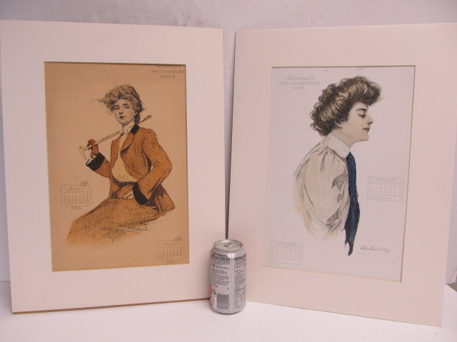 lot 244 image: Matted Antique Armours Art Calendar Prints