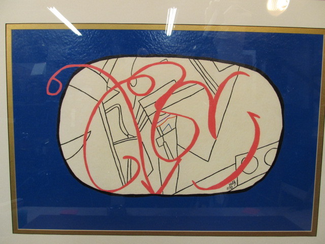 lot 149 image: Original VOLK Oil on Paper Abstract Graffiti Style Painting Signed