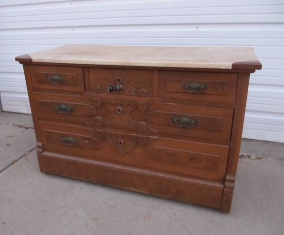 lot 263 image: Antique Victorian Marble Top Dresser