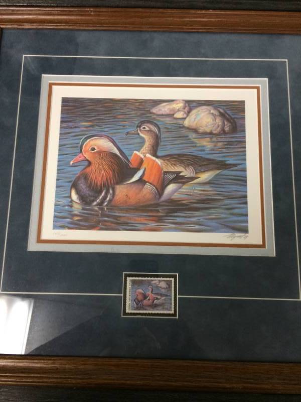 lot 105 image: Mandarin Ducks by Ivan Koslov Framed & Matted Signed & Numbered Lithograph with Stamp & Certificate Of Authenticity