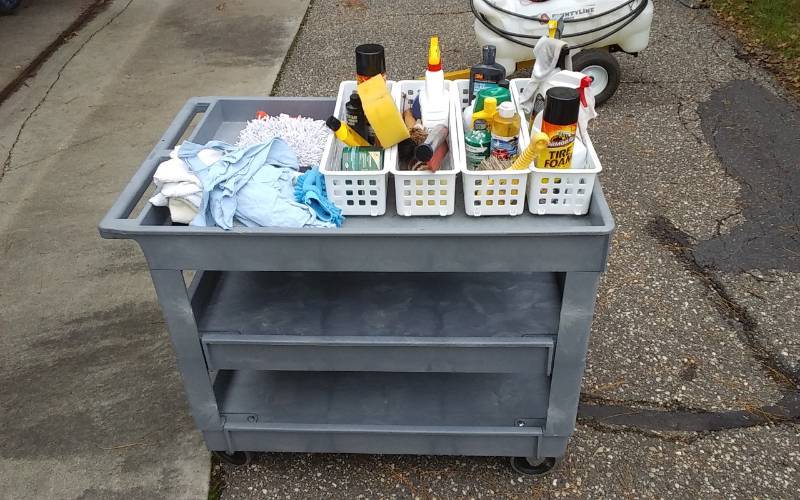 lot 10 image: Rubbermaid 3-Tier Cart Only (Does NOT Include Contents)