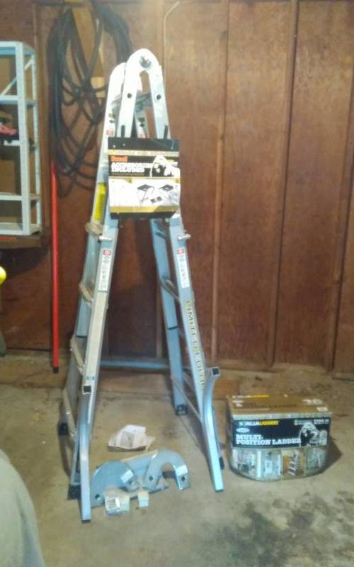 lot 11 image: Gorilla Ladder With Attachments (20-Position, Type 1A, Aluminum Professional Grade 300 Lbs)
