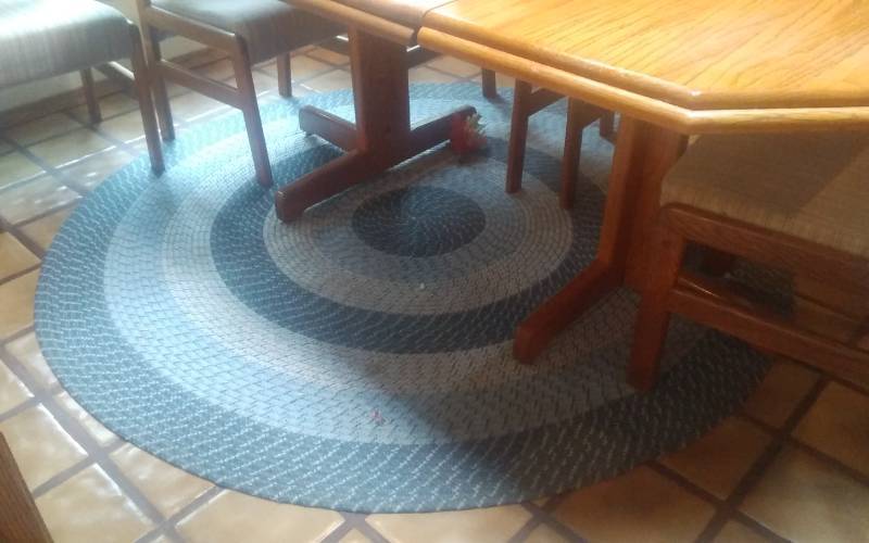 lot 47 image: 2-Braided Rugs (Blue) 6 Ft Round & 68x26 Runner