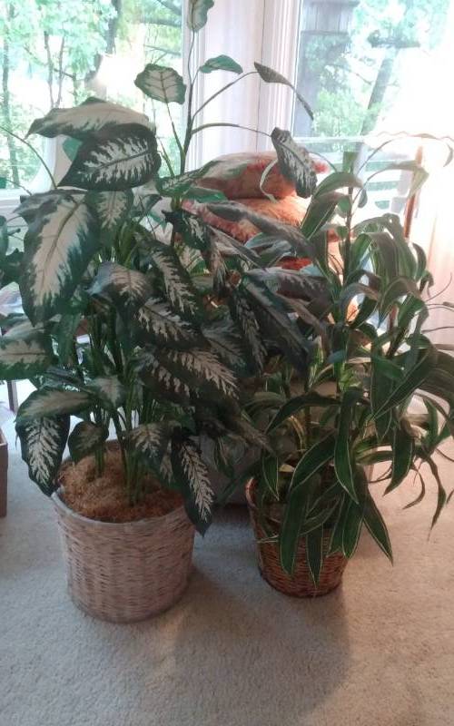 lot 83 image: 2-Faux Plants In Baskets (4Ft.)