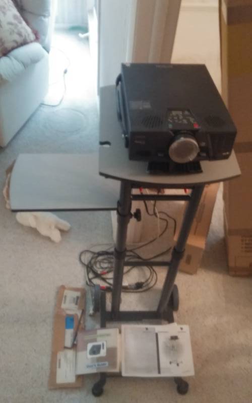 lot 98 image: Epson Power-Lite LCD 5500C Projector, Da-Lite Standmaster Projector Cart ($400.00 New)
