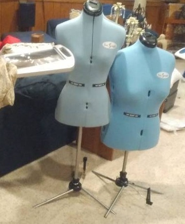 lot 170 image: 2-Sew Simple Dress Forms, Lighted Magnify Floor Lamp