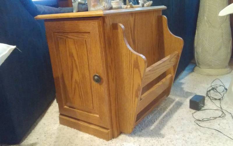 lot 175 image: End Table With Storage 15x22x20, Round Table 12x30