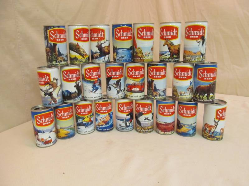 vintage Schmidt steel cans