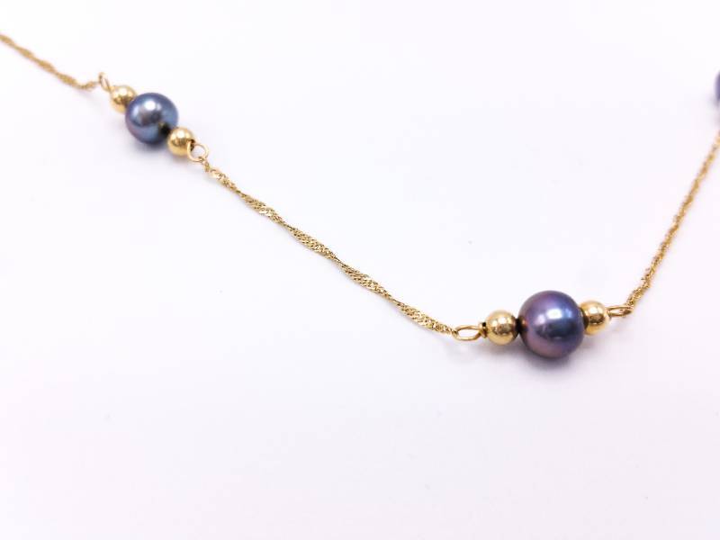 lot 27 image: Tahitian Pearl Estate Necklace in 14k Yellow Gold