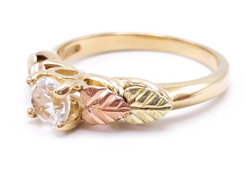 lot 35 image: Brilliant Aquamarine Black Hills Gold Estate Ring in 10k Gold