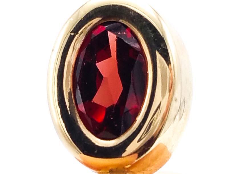 lot 49 image: Deep Red Garnet Estate Pendant in 14k Yellow Gold