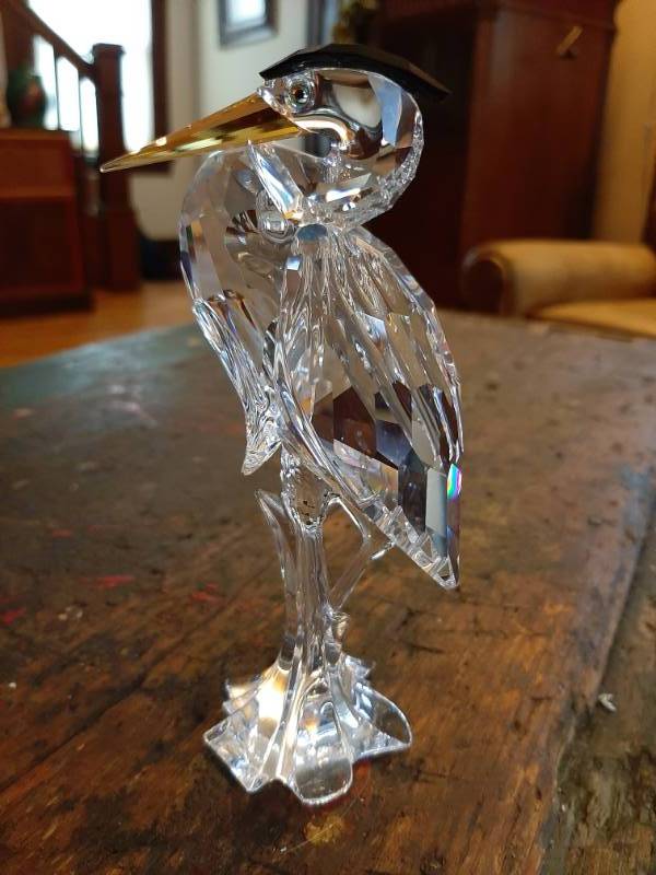 lot 62 image: Swarovski Crystal Silver Heron Figurine NIB Retired