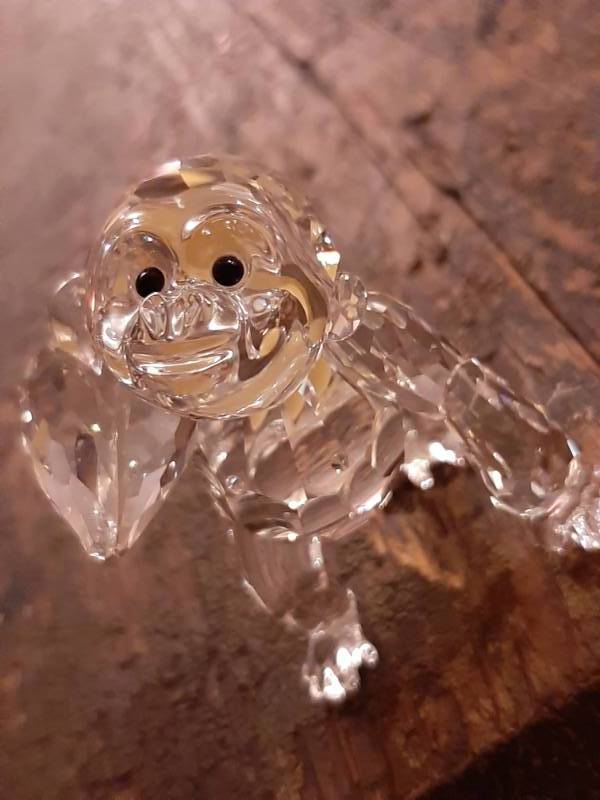 lot 68 image: Swarovski Crystal Young Gorilla Figurine NIB Retired