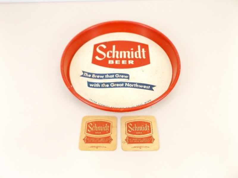 Vintage Advertising Schmidt Beer Metal Serving Tray