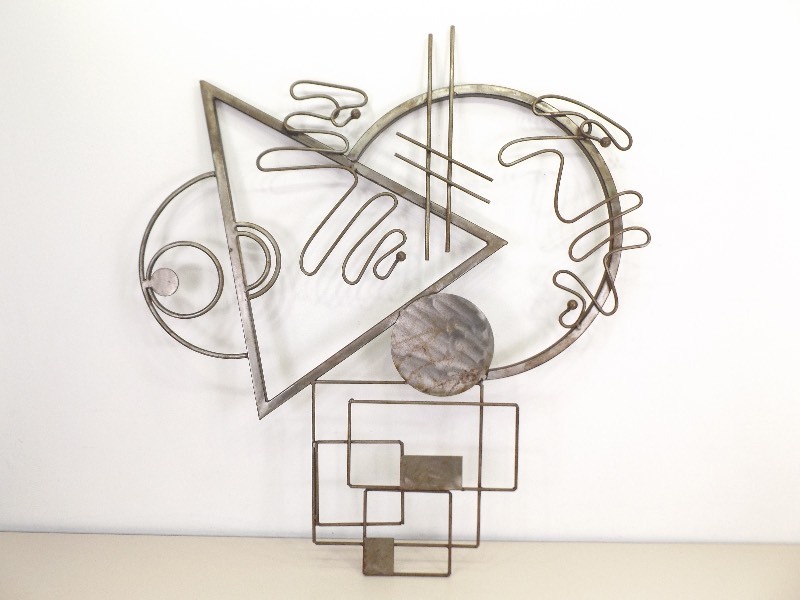 Large Welded Iron Modern Art Wall Sculpture