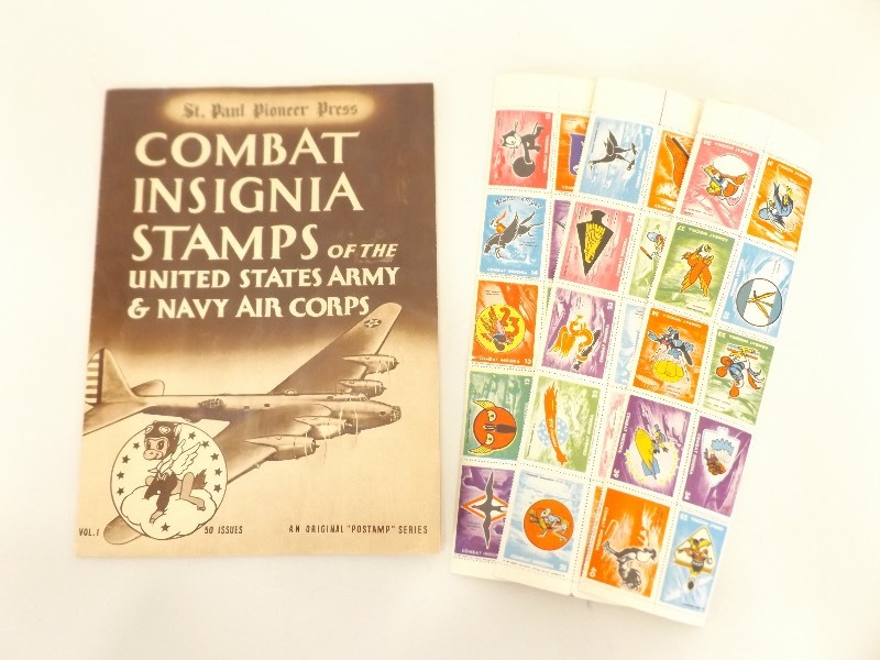 RARE 1940s Complete Combat Insignia Stamps Album with Extra Stamps