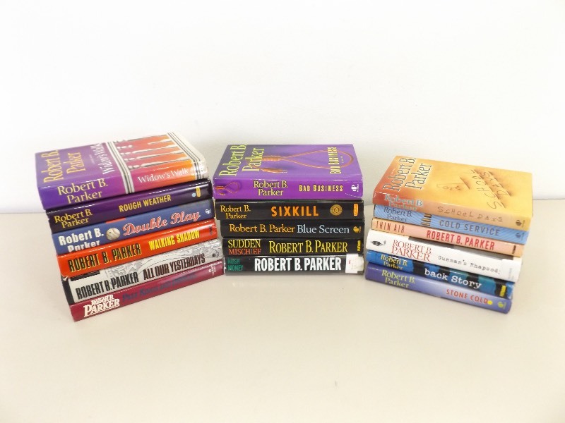 17 Robert B. Parker First Edition Hard Cover Books with Dust Jackets