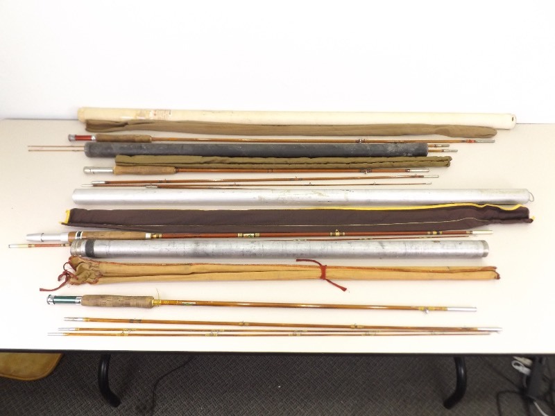 Lot of 4 Vintage Heddon, Shakespeare, South Bend, etc. Bamboo Fishing Poles