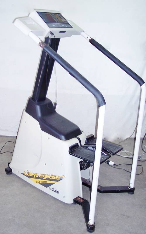 lot 10 image: Cateye Ergociser EC-5000 Stair Climber&nbspTo Burn More Calories And Enhance Your Cardiovascular Fitness - Great Working Condition - Hand Rail Covers Have Slipped Down From Original Position