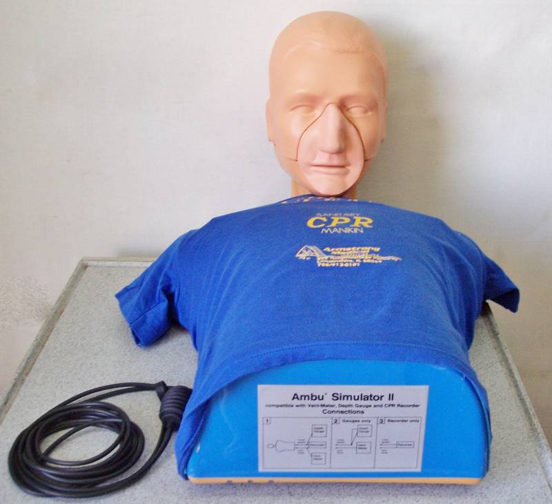 lot 28 image: ARMSTRONG AMBU SIMULATOR CHRIS CLEAN MEDICAL CPR TRAINING MANIKIN - YEP CREEPY
