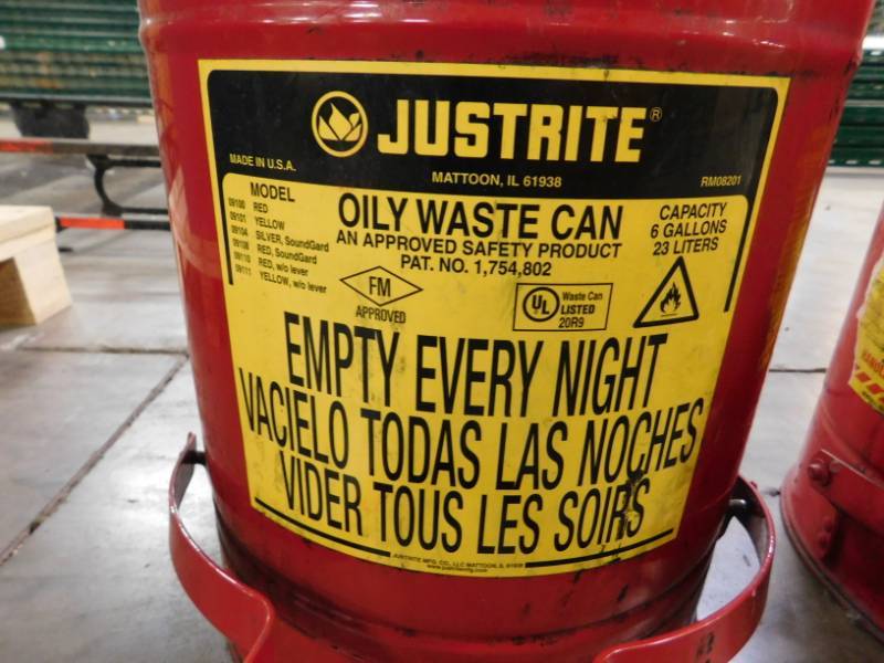 lot 11 image: Two Justrite Oil Waste Cans