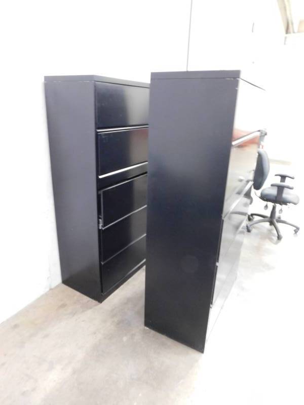 lot 54 image: Two Black File Cabinets - 36(w) x 66(h) x 18(d)