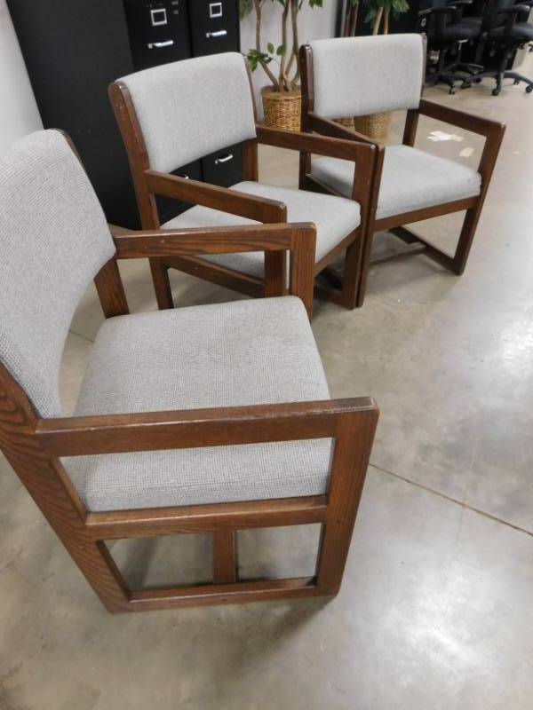 lot 64 image: Three Grey Reception Area Chairs