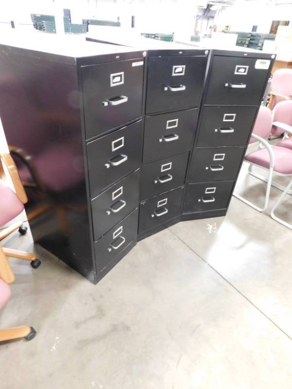 lot 76 image: Three HON File Cabinets - 18.25(w) x 52(h)  25(d)