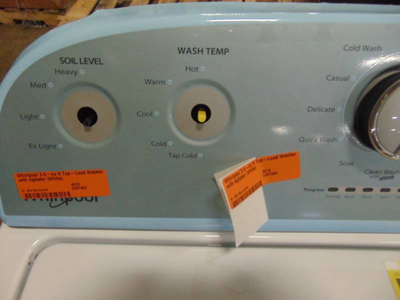 lot 9 image: Whirlpool 3.5-cu ft Top-Load Washer with Agitator (White) WTW4816FW