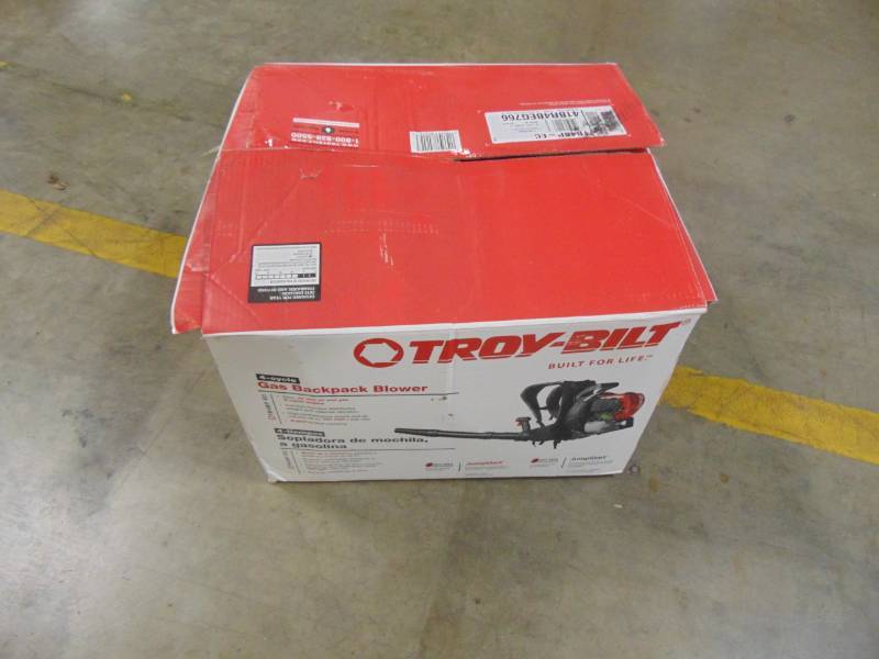 lot 53 image: Troy-bilt 32cc, 4-Cycle Full-Crank Engine Gas Leaf Blower Backpack Design TB4BP EC