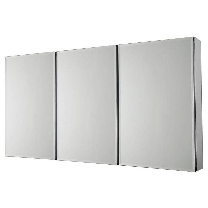 lot 149 image: Pagasus 48 in. W x 26 in. H Frameless Recessed or Surface-Mount Tri-View Bathroom Medicine Cabinet with Beveled Mirror, SP4588
