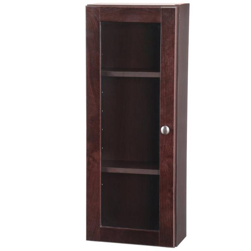 lot 148 image: Glacier Bay Modular 12 in. W x 31 in. H x 6 in. D Bathroom Storage Wall Cabinet in Java, H12G-JVM