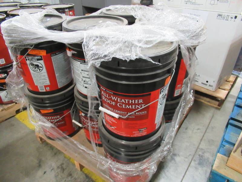 lot 99 image: 12 Containers of BLACK JACK 4.75-Gallon Fibered Waterproofer Cement Roof Sealant 6230-9-30