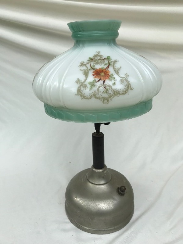 Antique Oil Lamp wGlass Shade