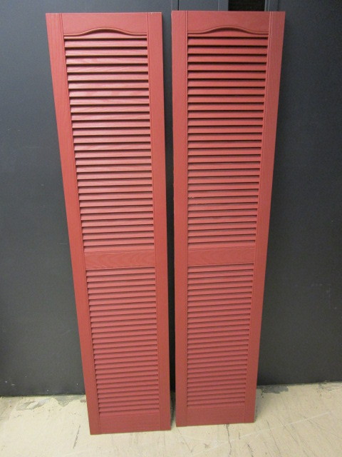 BURGUNDY RED SHUTTERS WITH LOUVERS
