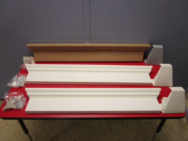WHITE AND TAN WINDOW HEADERS WITH KEYSTONES
