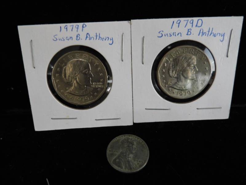 Lot of 2 Susan B Anthony Dollars - 1 Steel Penny