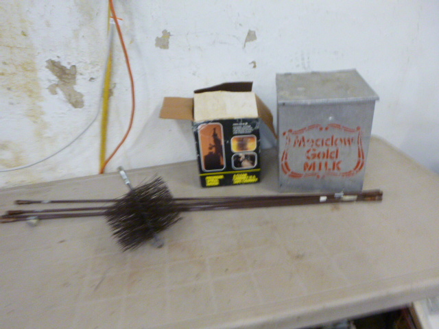 lot 92 image: Vintage Milk Crate and Chimney Brush