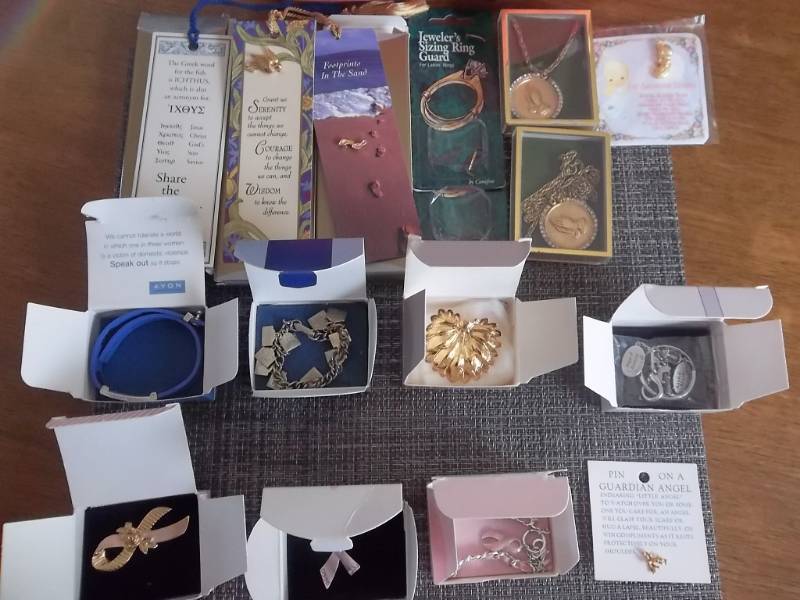 Lot Of Assorted Jewelry-Pins & Pendants, Includes Victorias Secret Travel Bag