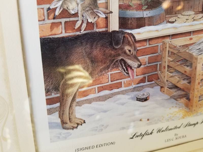 lot 47 image: Signed Les C. Kouba Print with Stamp - Lutefisk Unlimited Stamp Print