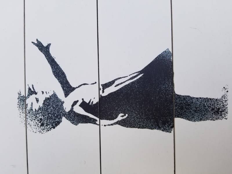 lot 49 image: Cool Paint Recreation of Banksy Work on Wood
