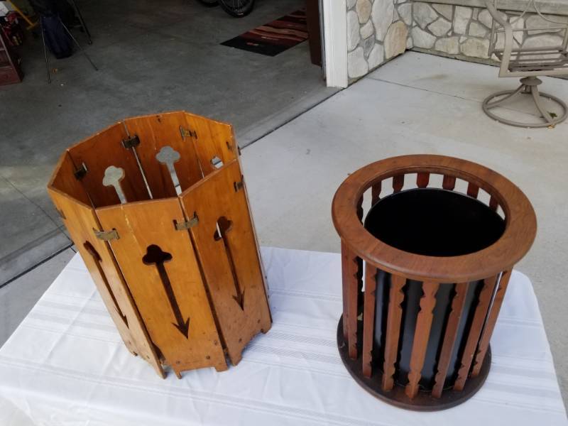 lot 37 image: Traditional Arts & Crafts Trash Bins