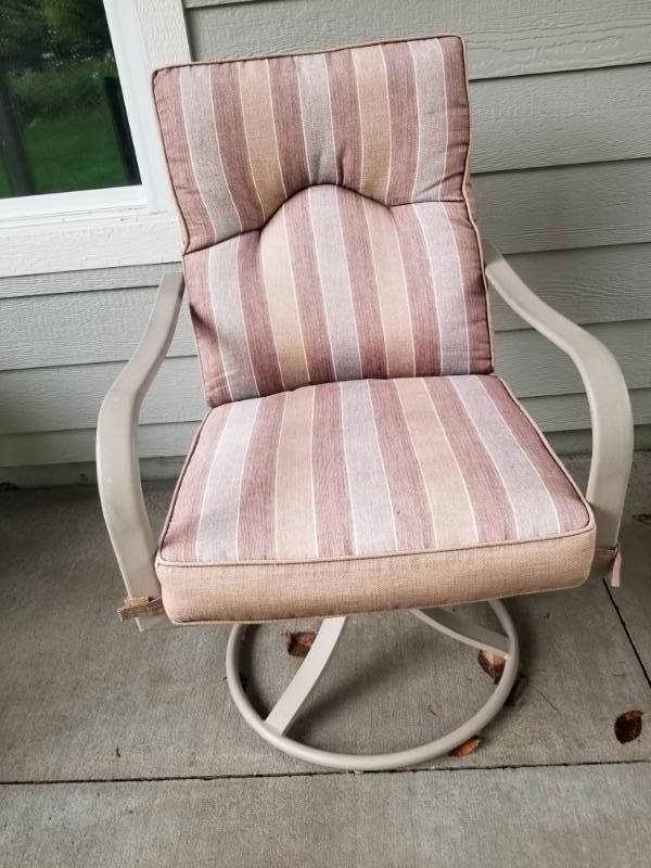 lot 76 image: Three Plush Cushion Outdoor Swivel Chairs
