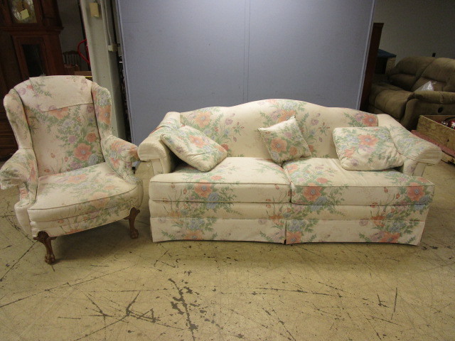 lot 427 image: FRENCH PROVINCIAL SOFA AND ARM CHAIR